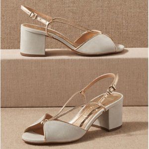 BHLDN Vicenza Rooney Blue Suede Shoes - Block Heel - Bridal Something Blue